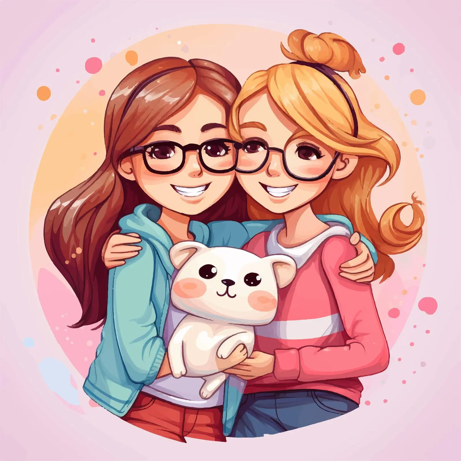 Best Friend Girls Cartoon Character for Friendship Day — free download from Dotvec