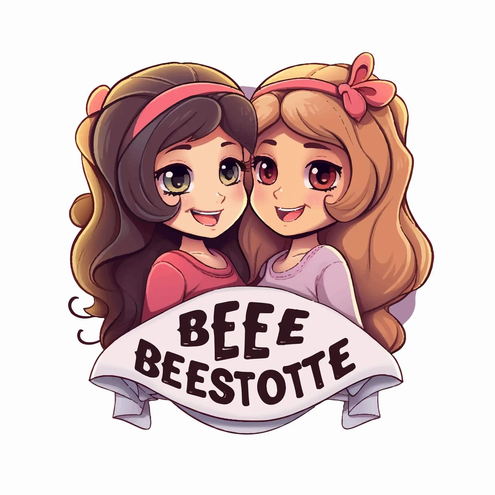 Best Friends Forever Logo with Cartoon Girls Hugging — free download from Dotvec
