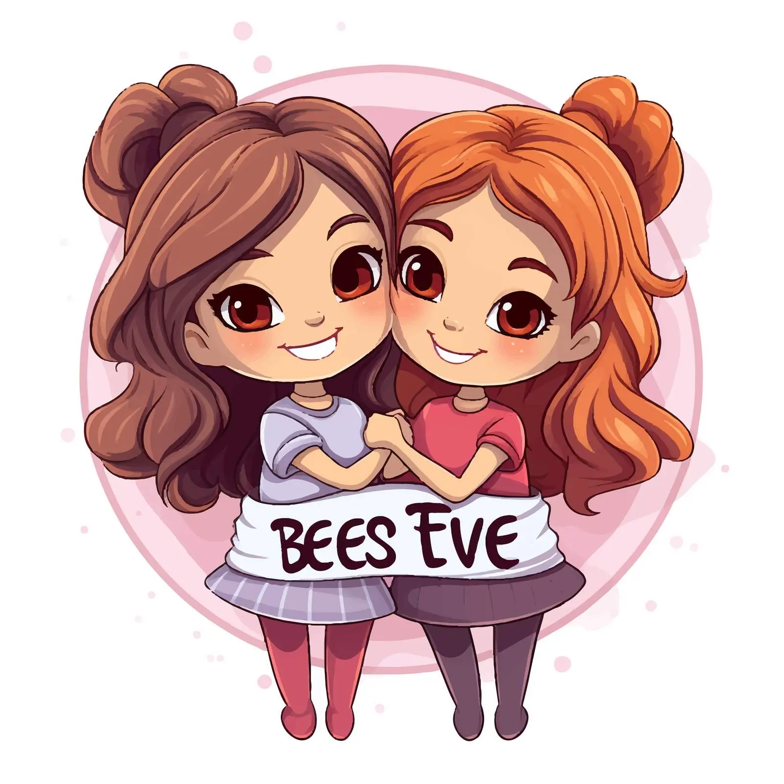 Best Friends Forever Cartoon Logo with Two Girls — free download from Dotvec
