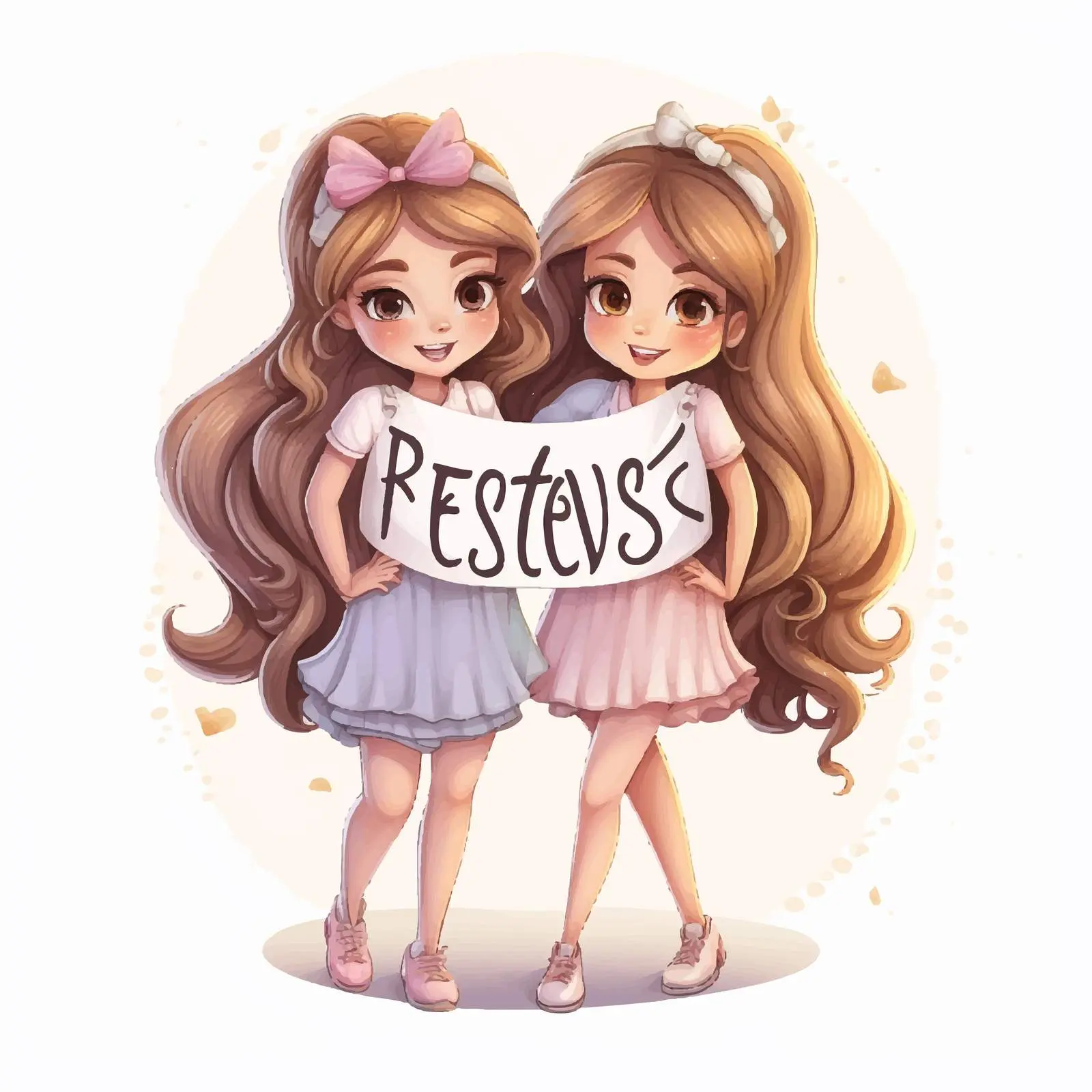 Cute Girls Besties Forever Typography Logo — free download from Dotvec