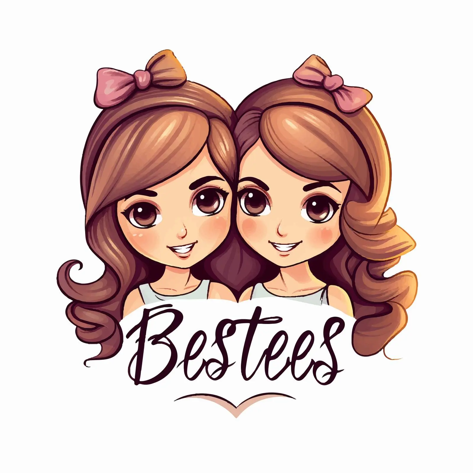 Besties Forever Typography Logo with Cute Girls — free download from Dotvec