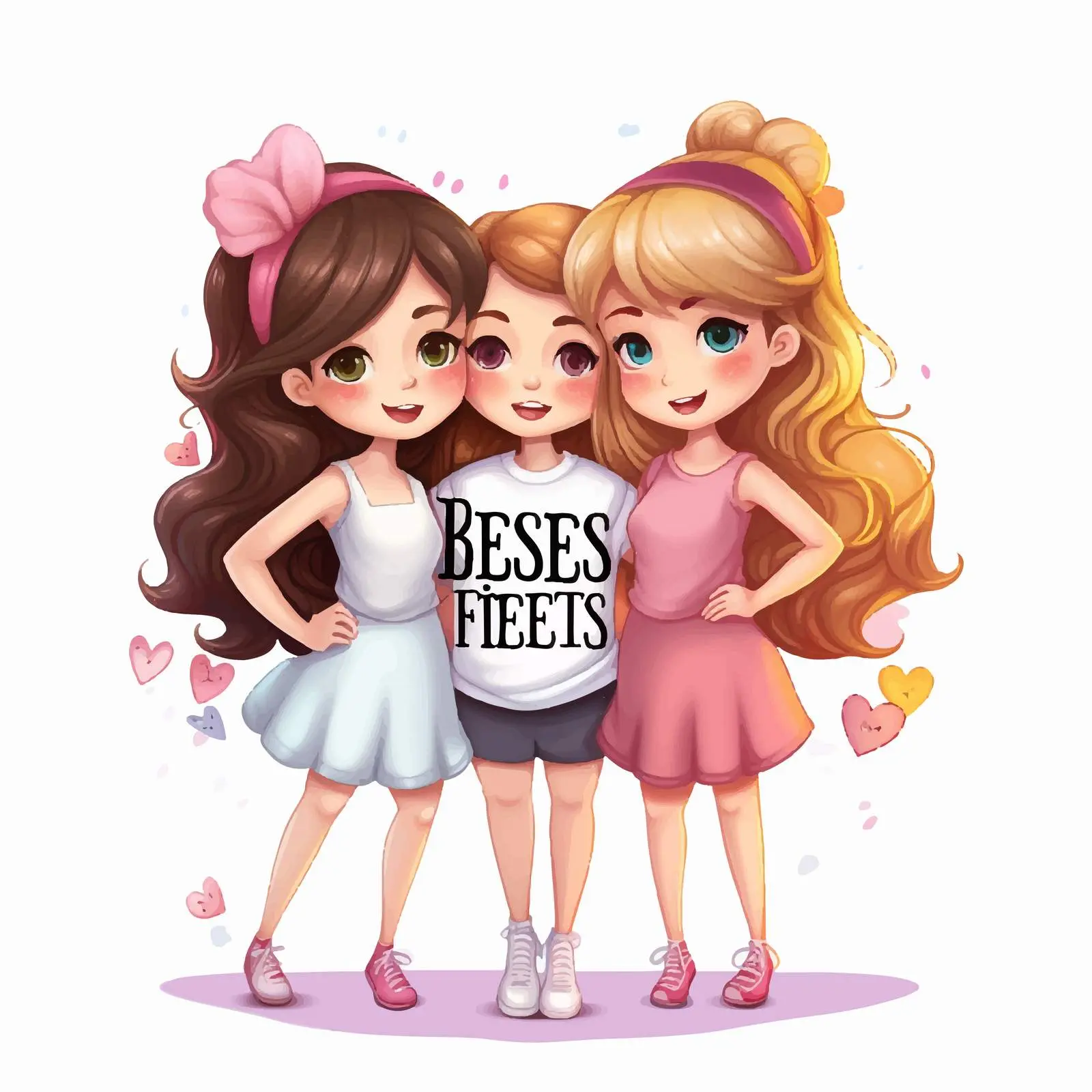 Besties Forever Typography Logo with Cute Girls – free friend group image from Dotvec