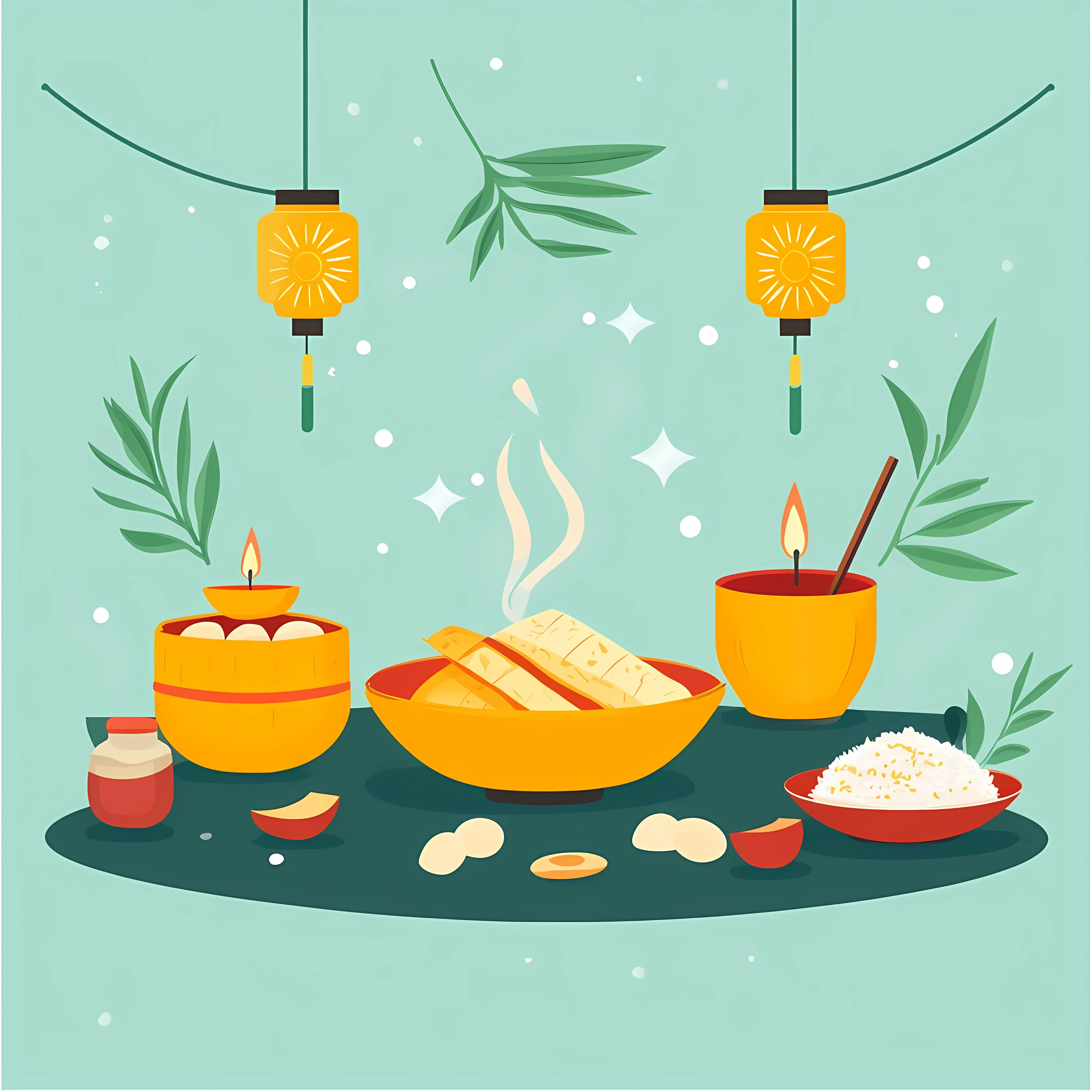 Bhai Dooj Celebration with Food and Candles – free indian culture image from Dotvec