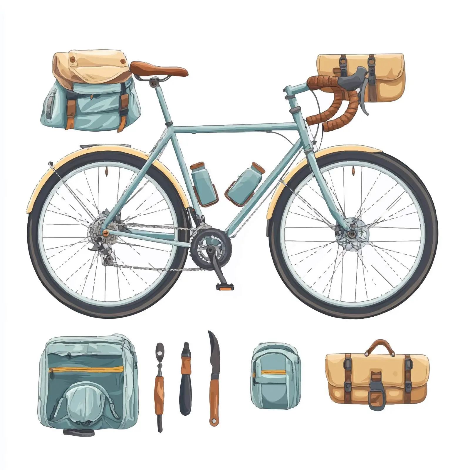 Bicycle Travel Equipment Vector Design — free download from Dotvec