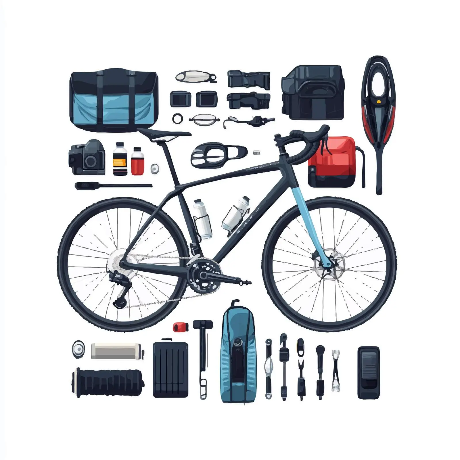 Bicycle Travel Equipment Vector Design — free download from Dotvec