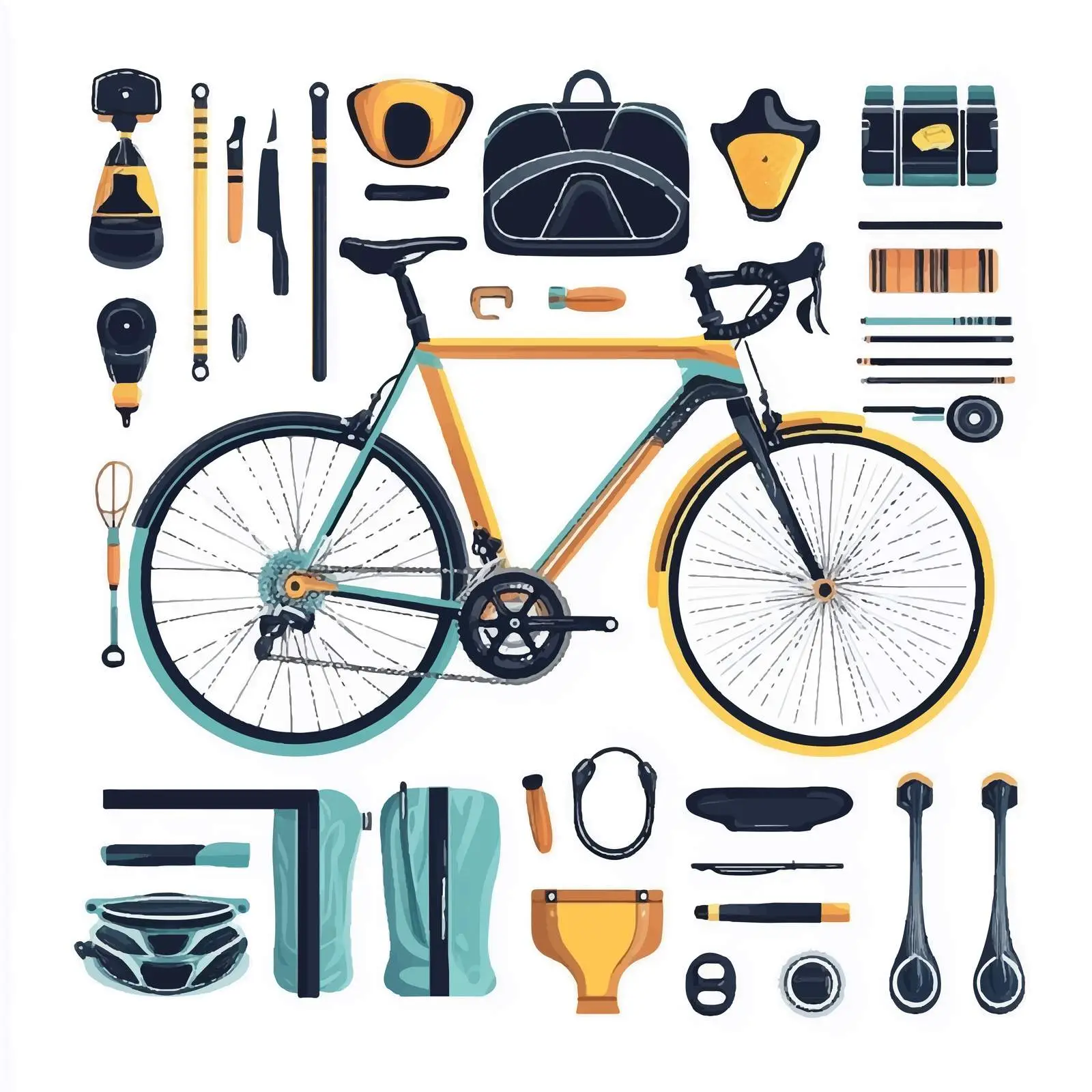 Bicycle Equipment Vector Art — free download from Dotvec