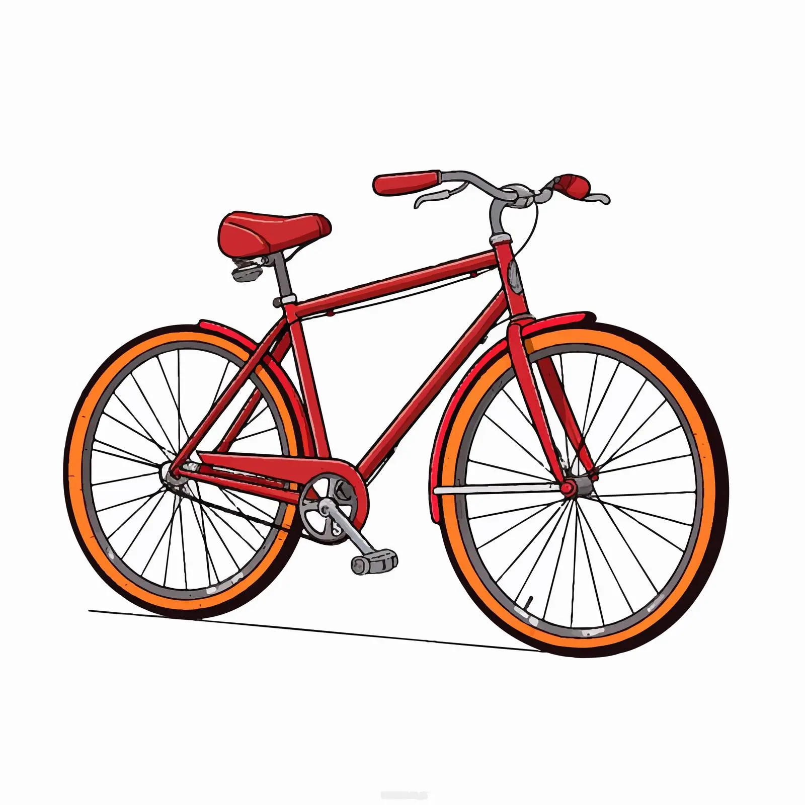 Cartoon Bicycle with Red Frame Illustration — free download from Dotvec