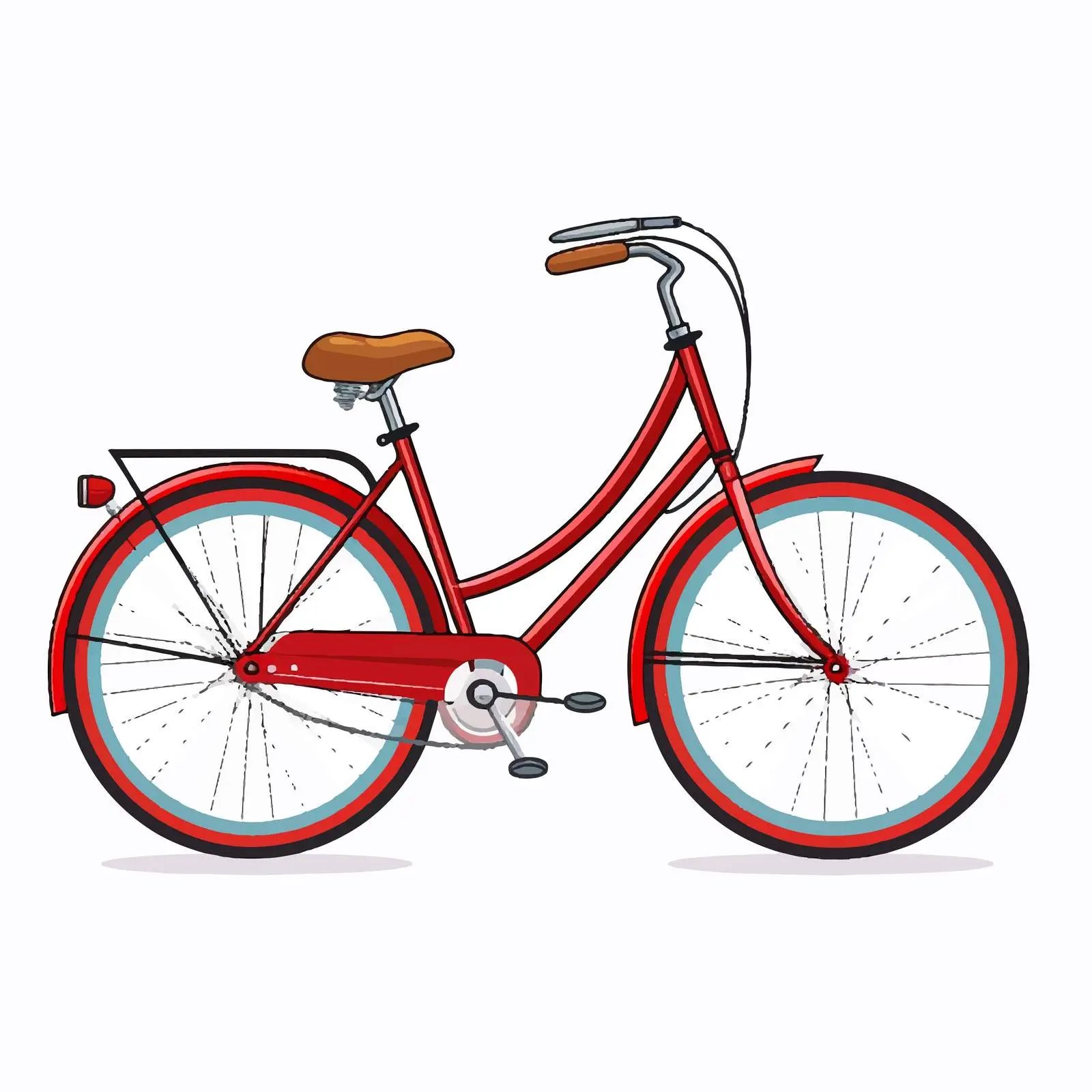 Cartoon Bicycle with Red Frame Vector Illustration — free download from Dotvec