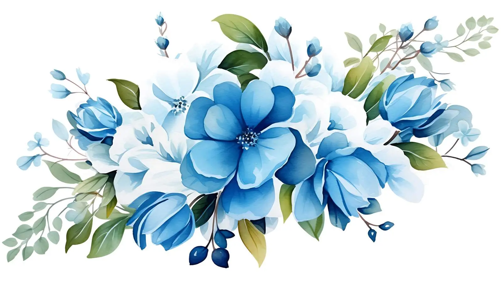 Blue Flower Snowberry Branches Image — free download from Dotvec