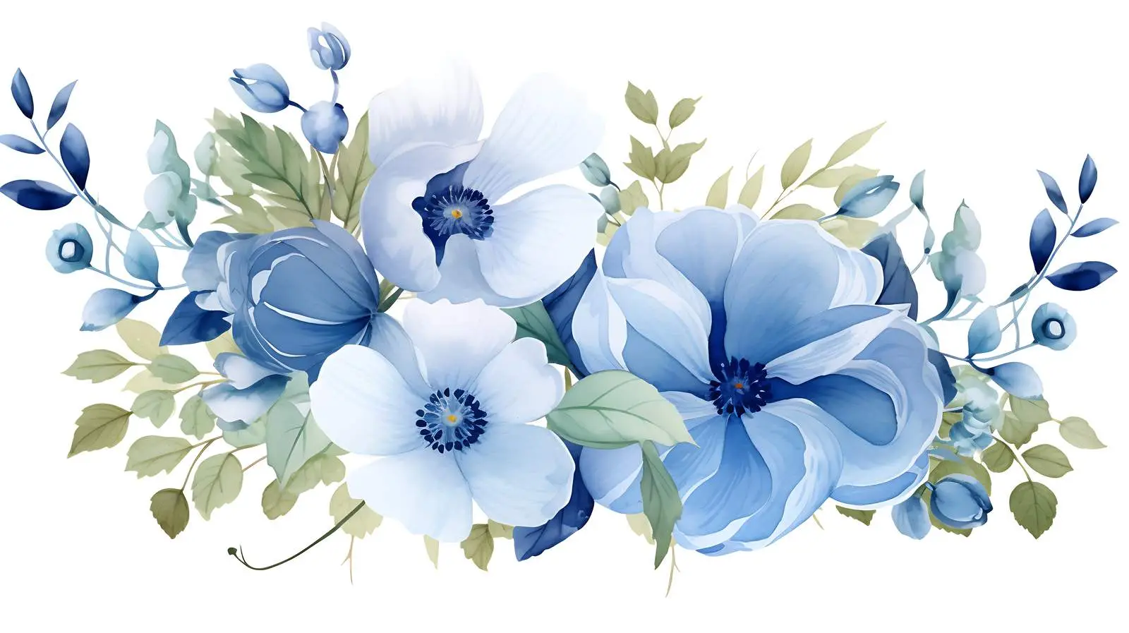 Vibrant Blue Flower with Green Foliage — free download from Dotvec
