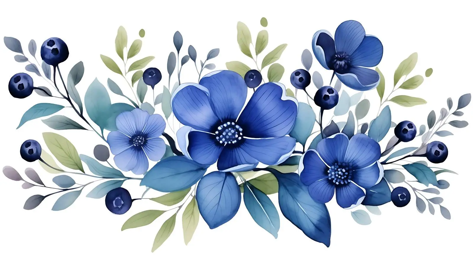 Blue Floral Bouquet with Berries — free download from Dotvec