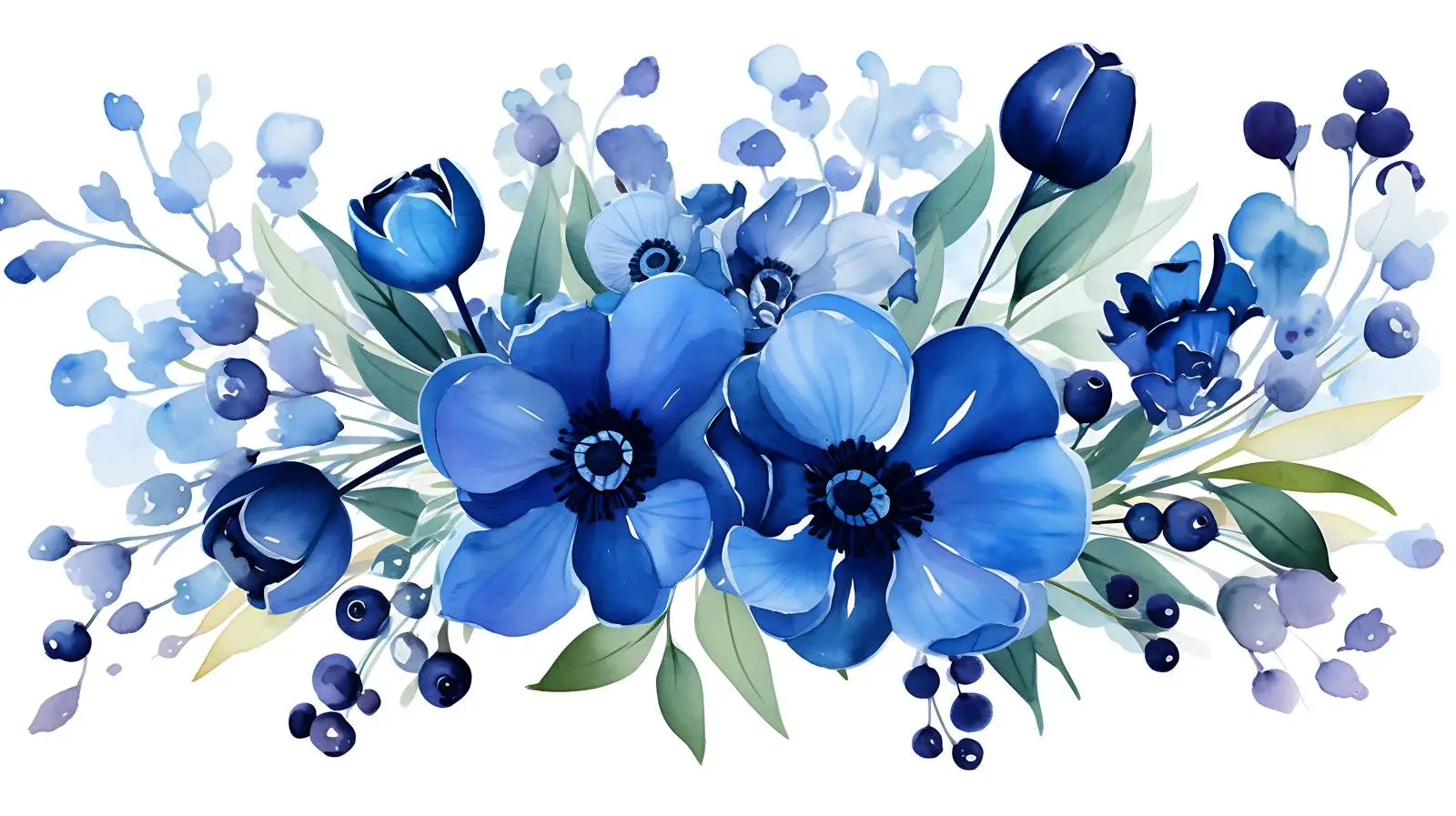 Blue Floral Bouquet with Berries — free download from Dotvec