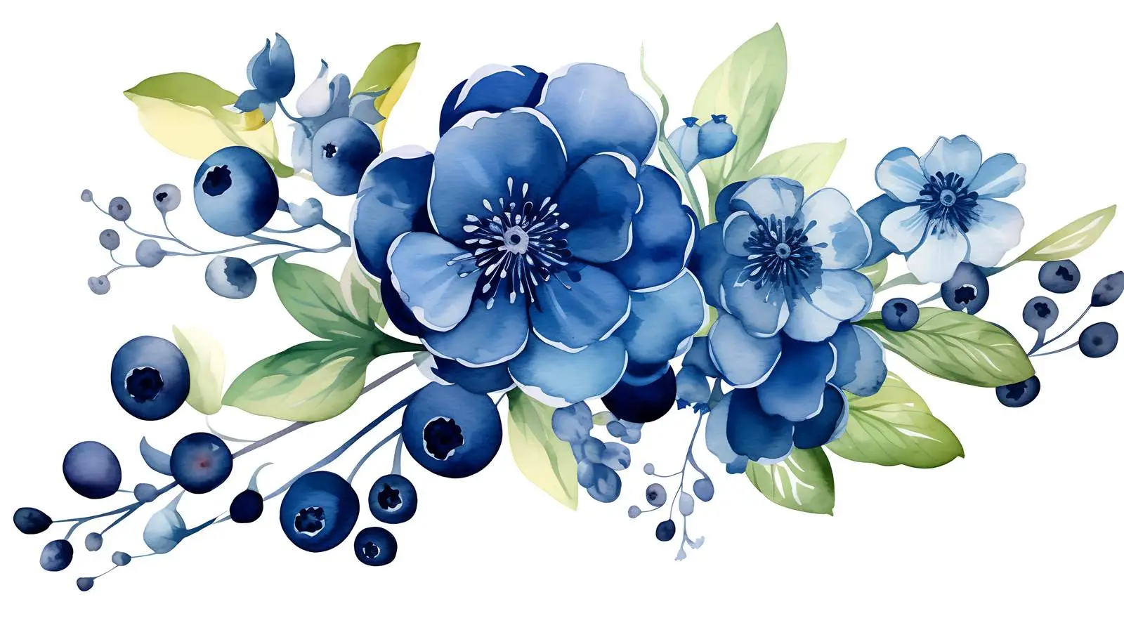 Blue Floral Bouquet with Berries — free download from Dotvec