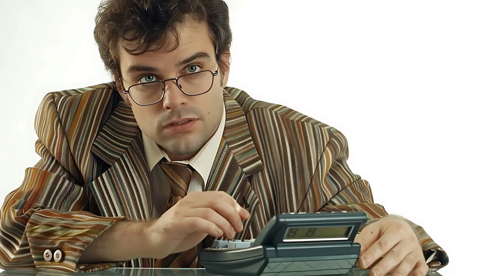 Businessman Reviewing Calculator Calculations – free account image from Dotvec