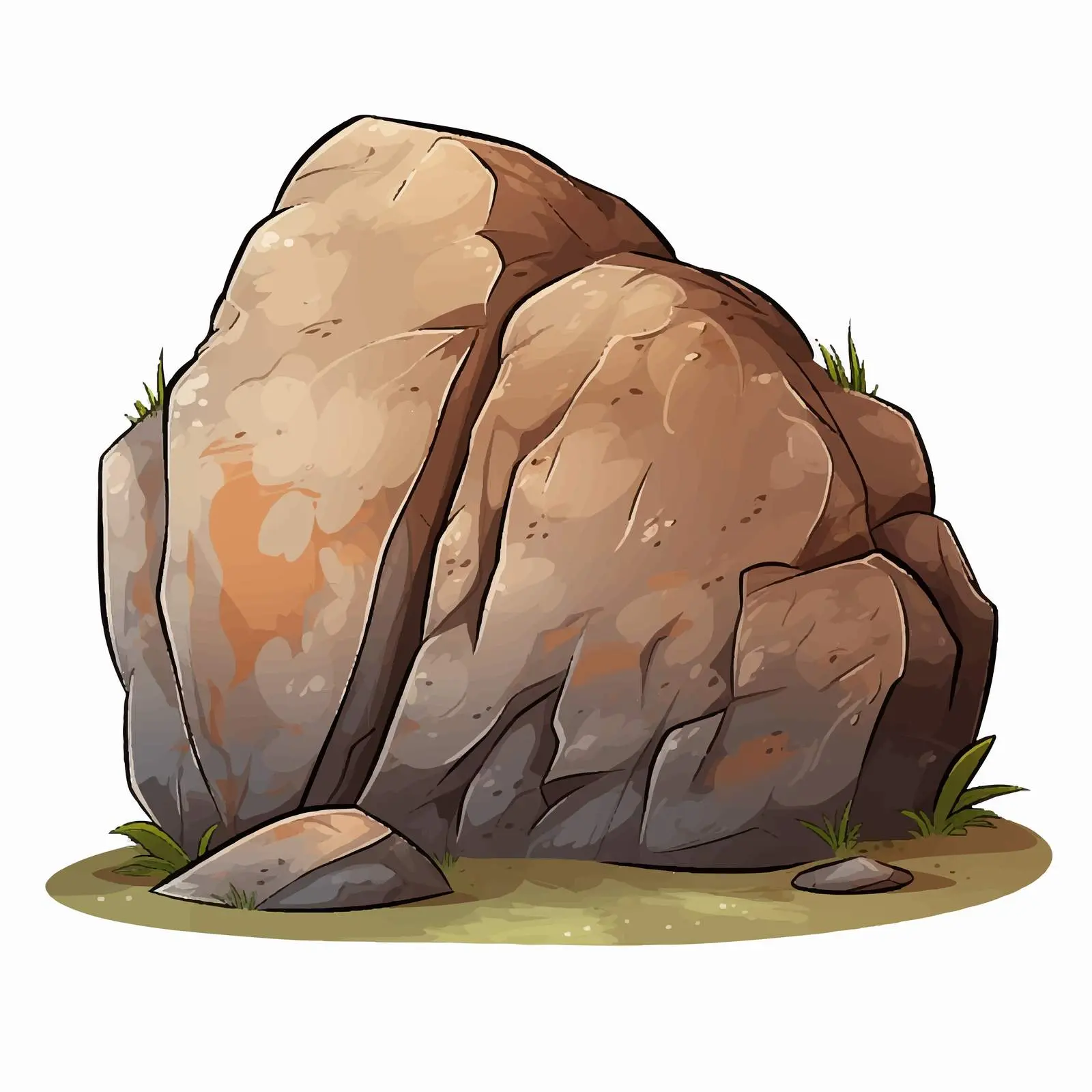 Cartoon Vector Illustration of Big Boulder on Ground — free download from Dotvec