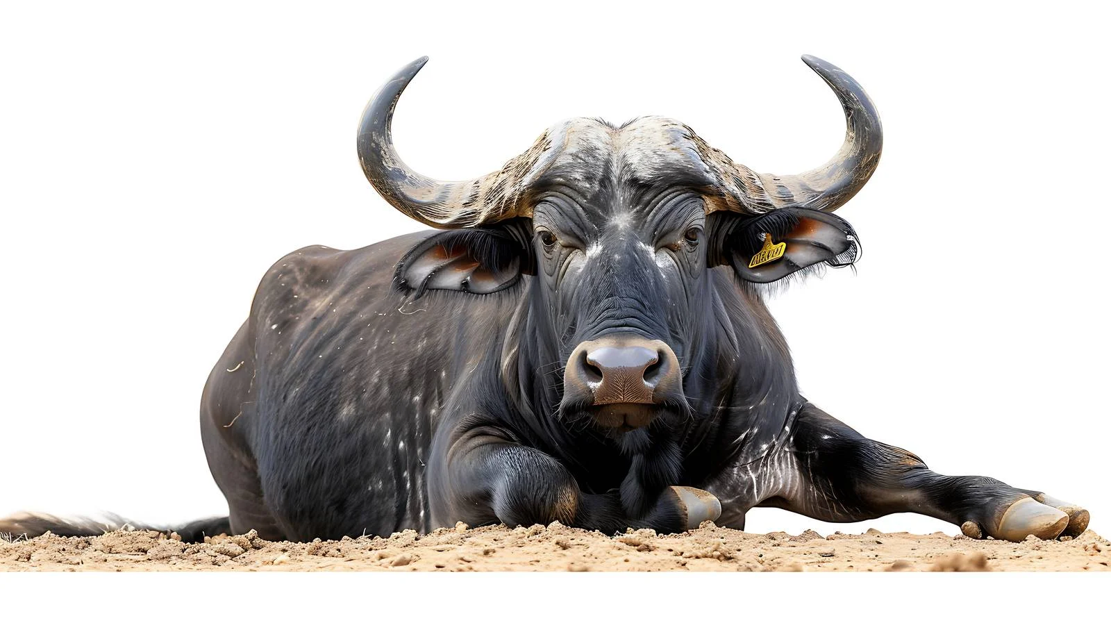 Majestic Buffalo Resting in Isolated Farm — free download from Dotvec