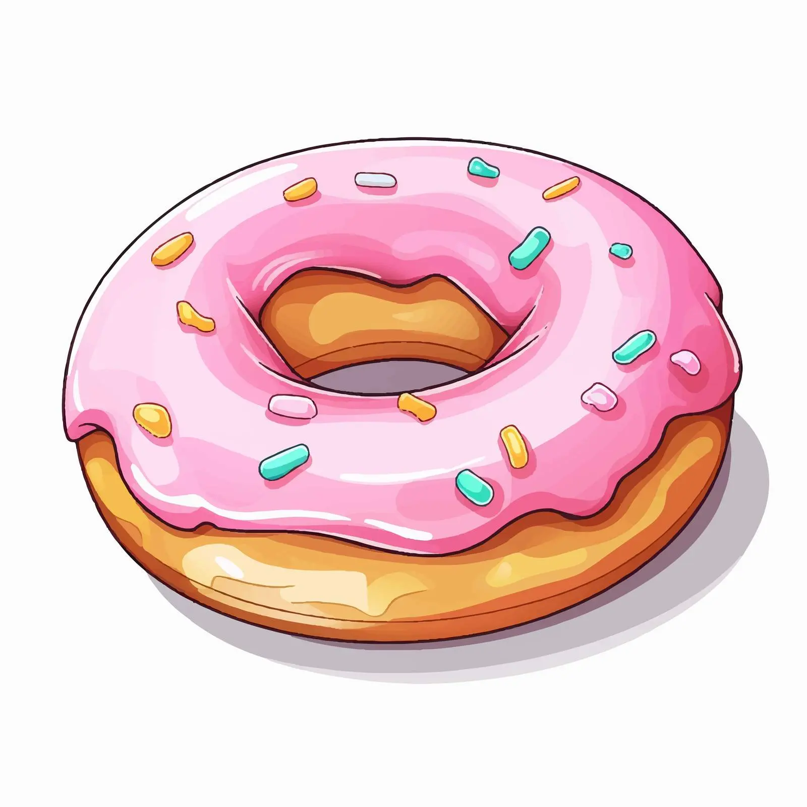 Colorful Cartoon Donut on White Background – free baked image from Dotvec