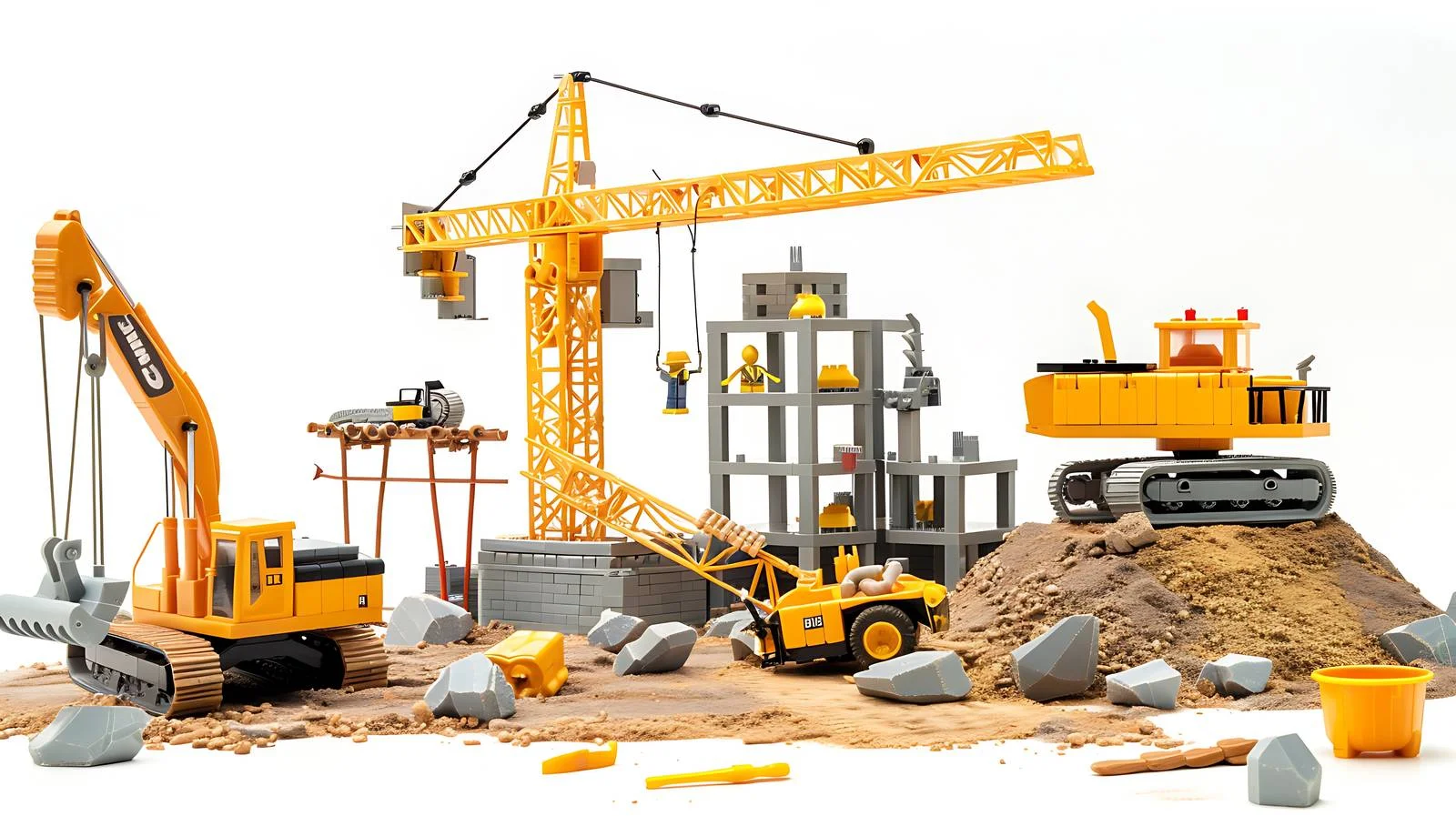 Busy Construction Site with Machinery — free download from Dotvec