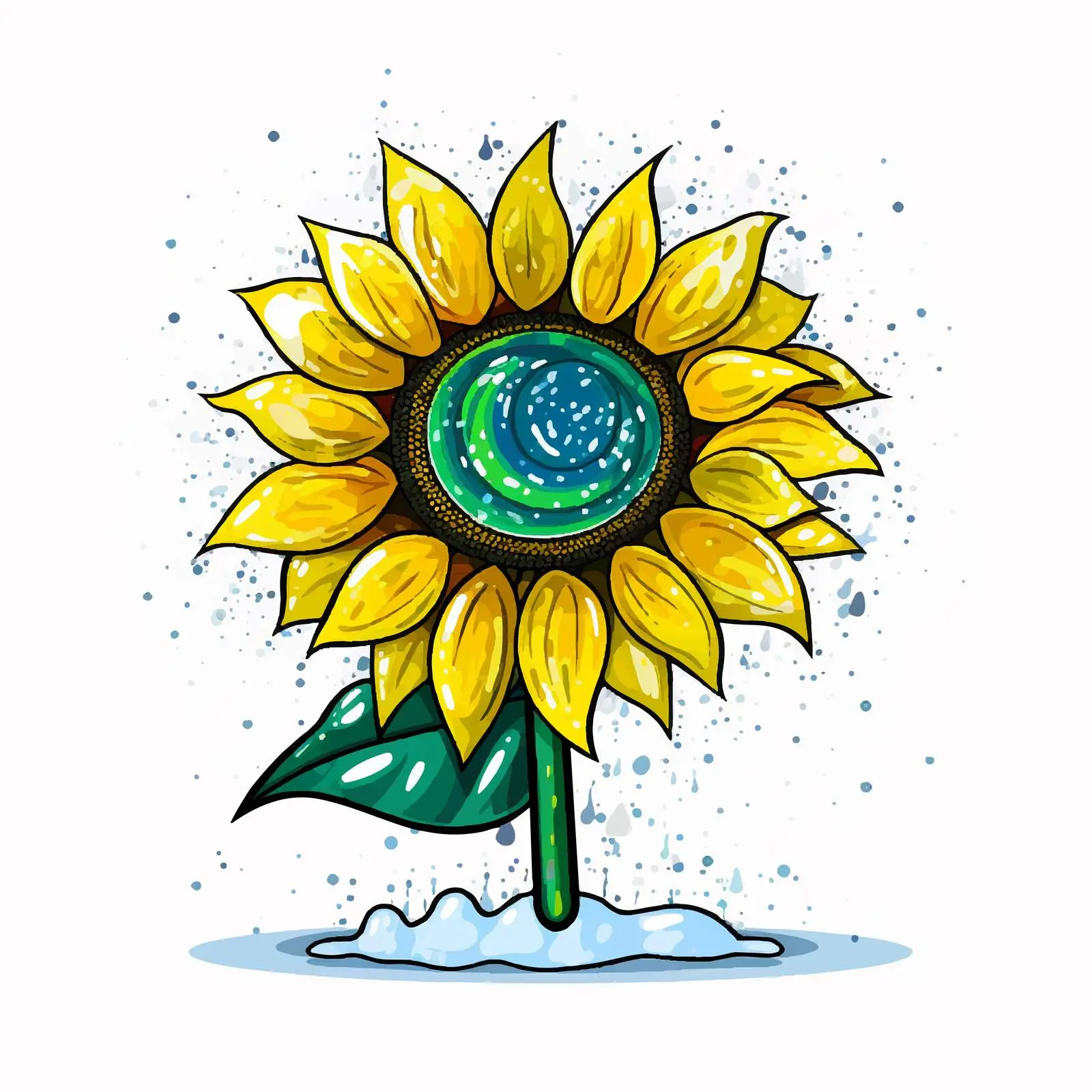 Glittery Sunflower in Gabon National Colors — free download from Dotvec
