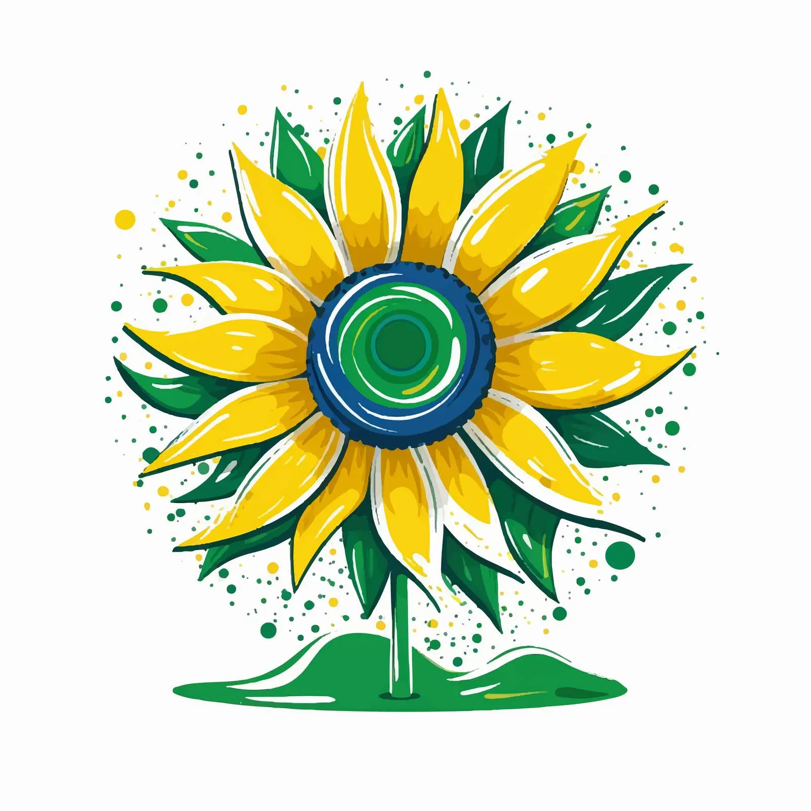Glittering Sunflower in Gabon's Flag Colors — free download from Dotvec