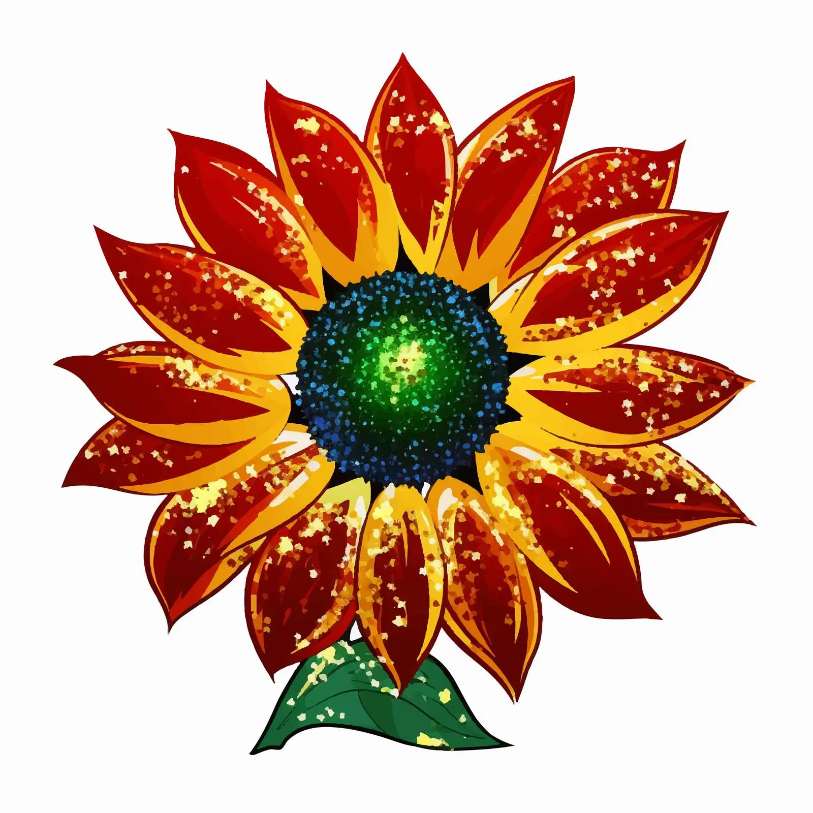 Glitter Sunflower in Guinea National Flag Colors – free tropical design image from Dotvec
