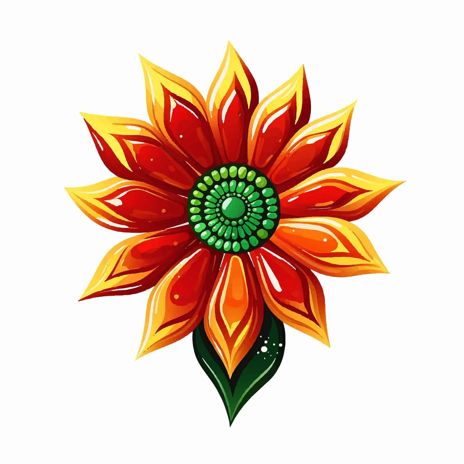 Vibrant Glitter Sunflower with Guinea Flag Colors – free artistic interpretation image from Dotvec