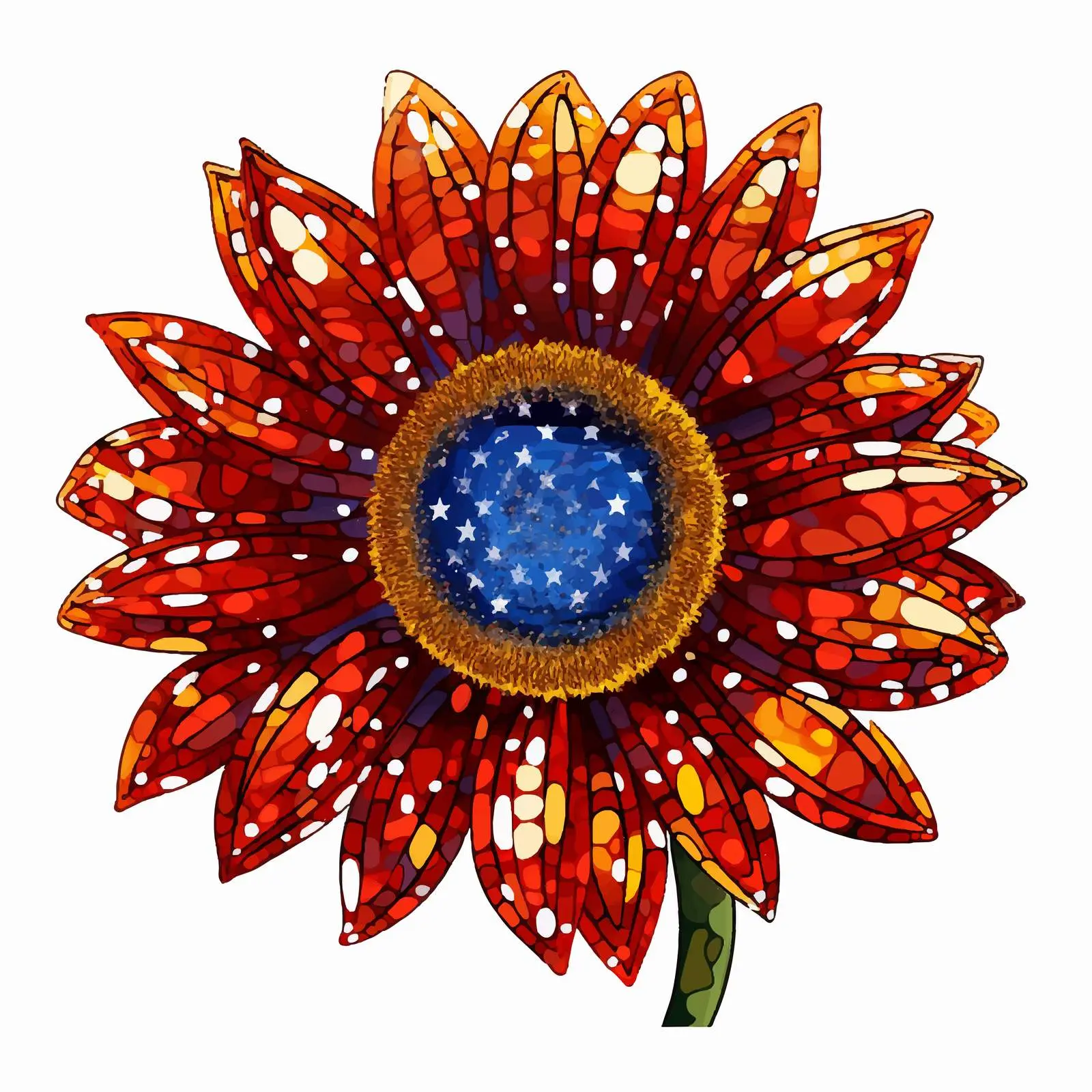 Glitter Sunflower in USA Flag Colors Vector — free download from Dotvec