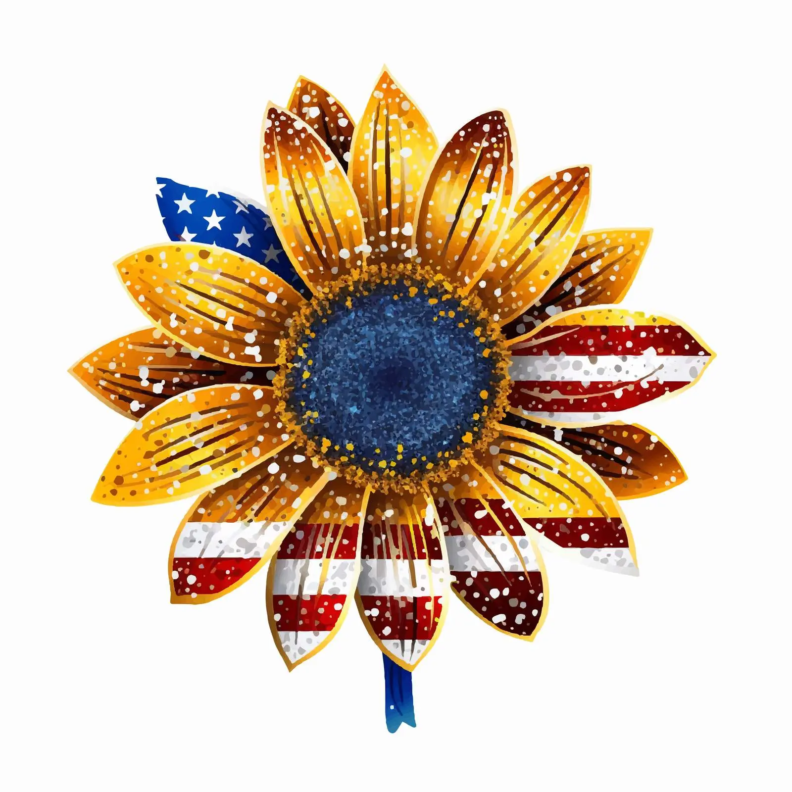 Glitter Sunflower Vector in USA Flag Colors — free download from Dotvec