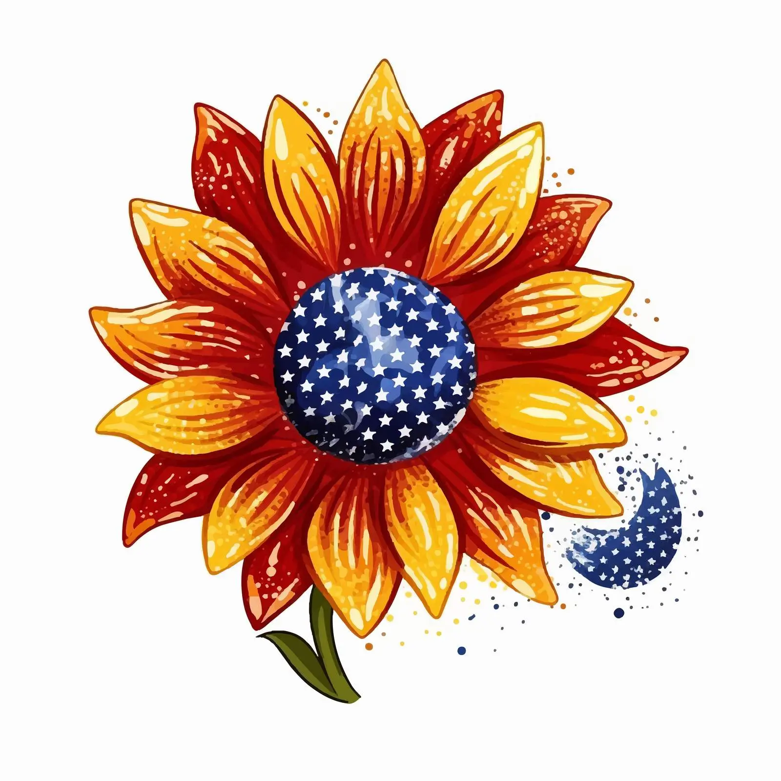 Glitter Sunflower in USA Flag Colors – free america image from Dotvec