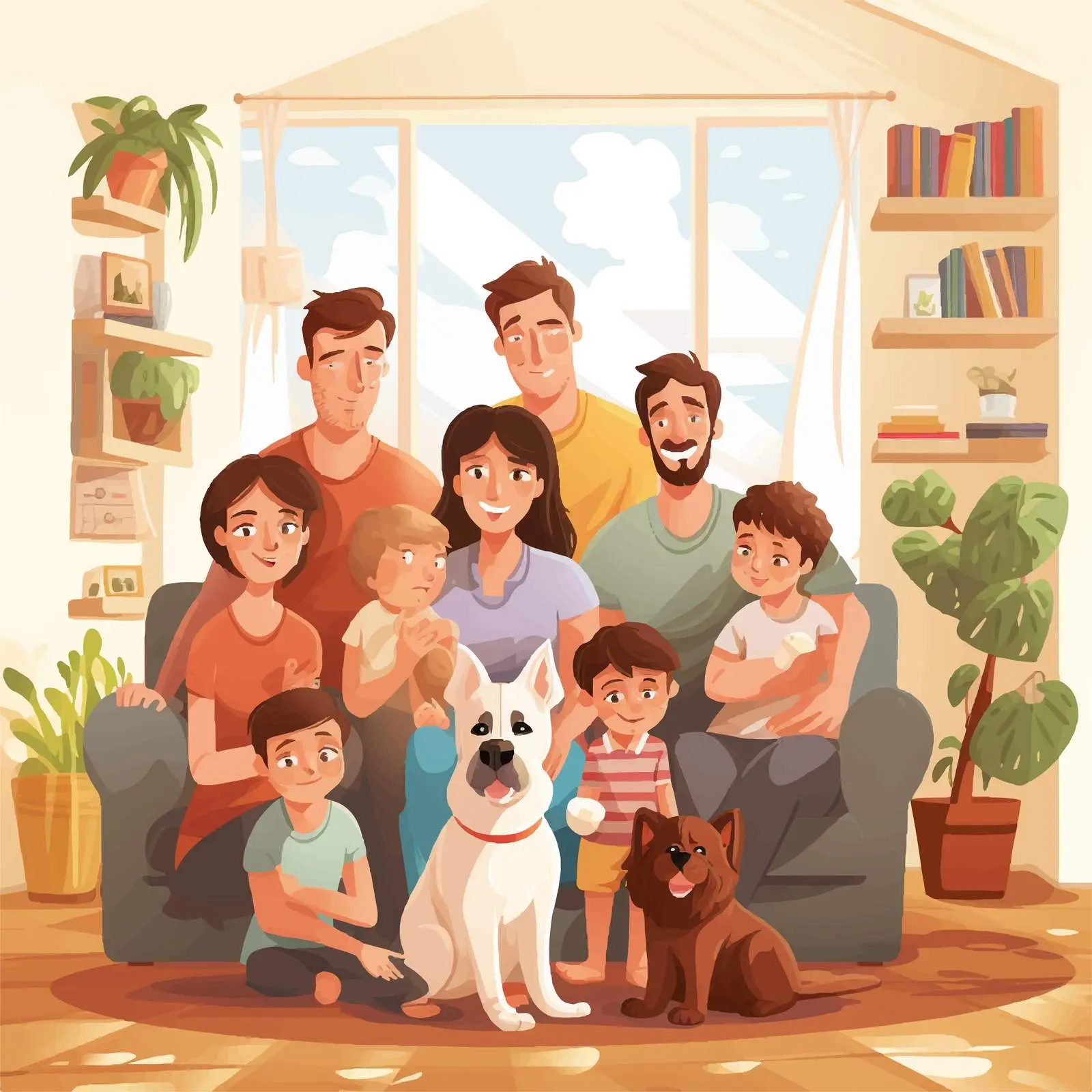 Happy Family with Pet in Cozy Living Room — free download from Dotvec