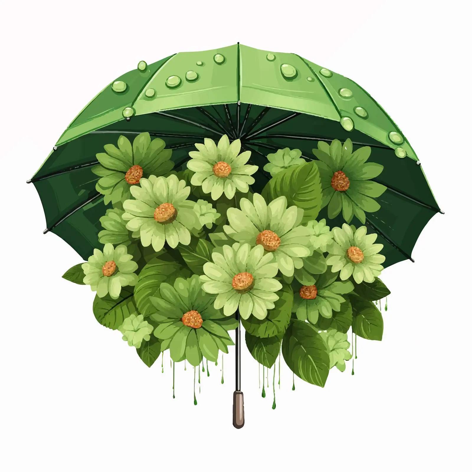 Bright Retro Umbrella Full of Flowers — free download from Dotvec
