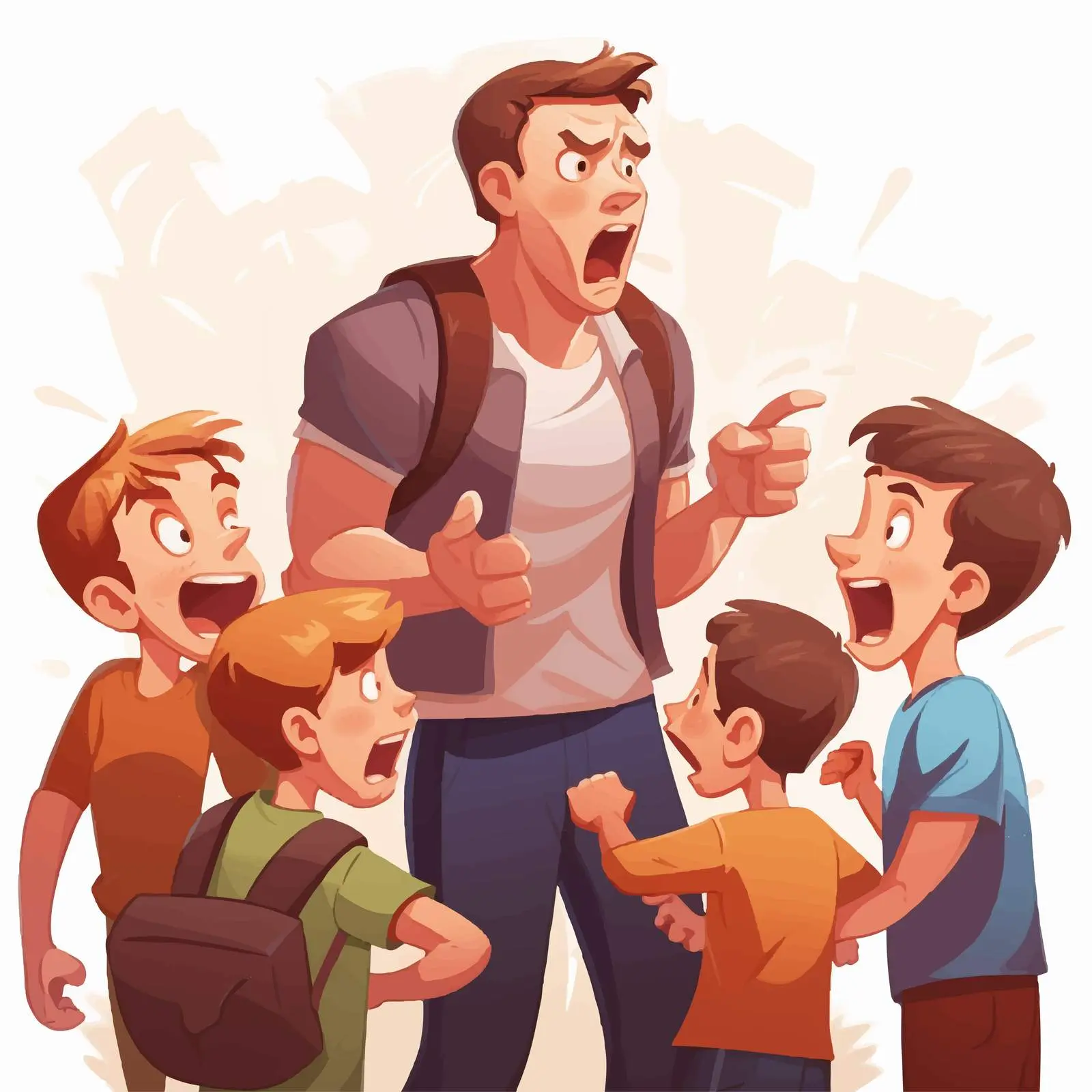 Big Kid Threatening Younger Kids Illustration – free school environment image from Dotvec