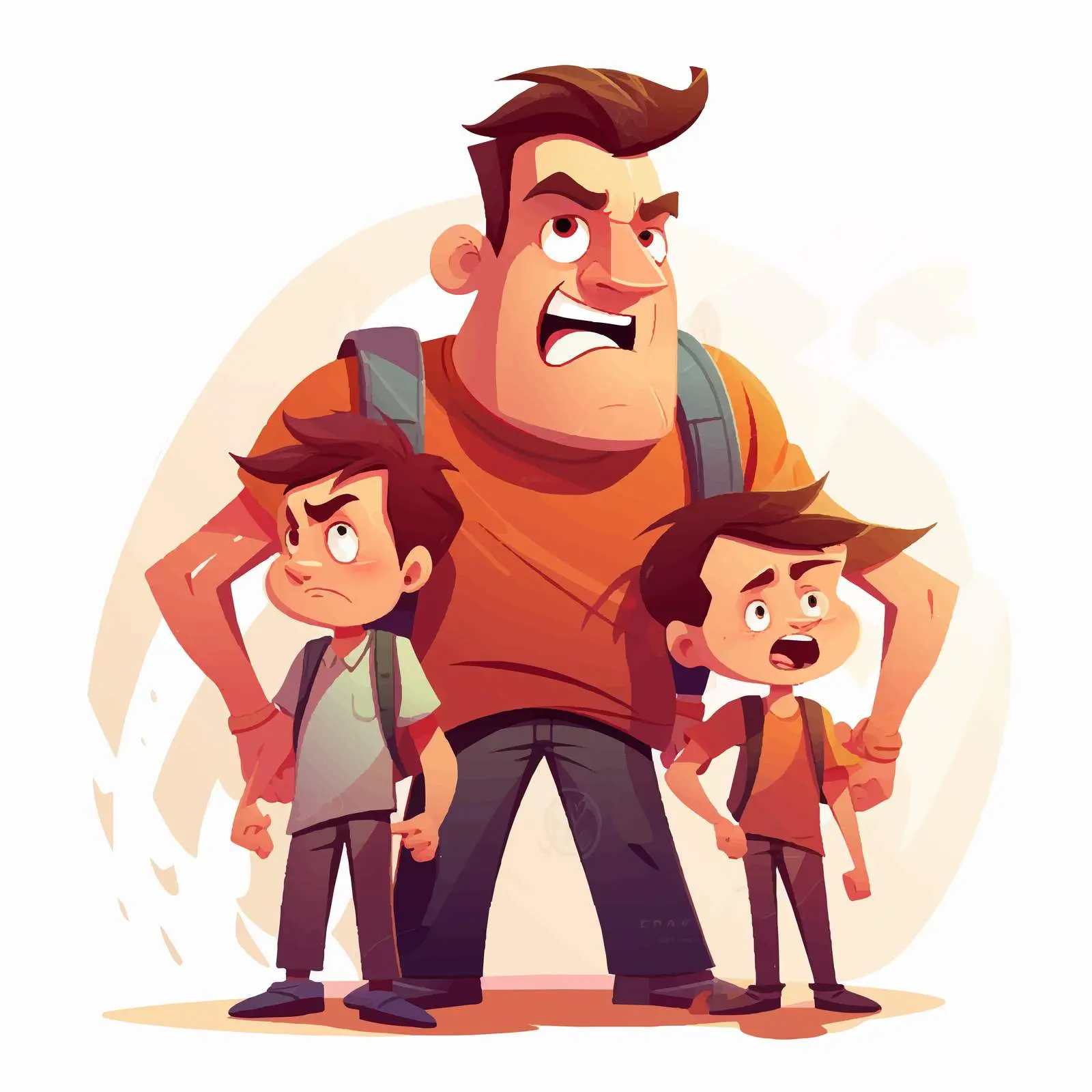 Big Kid Threatening Younger Children Illustration — free download from Dotvec