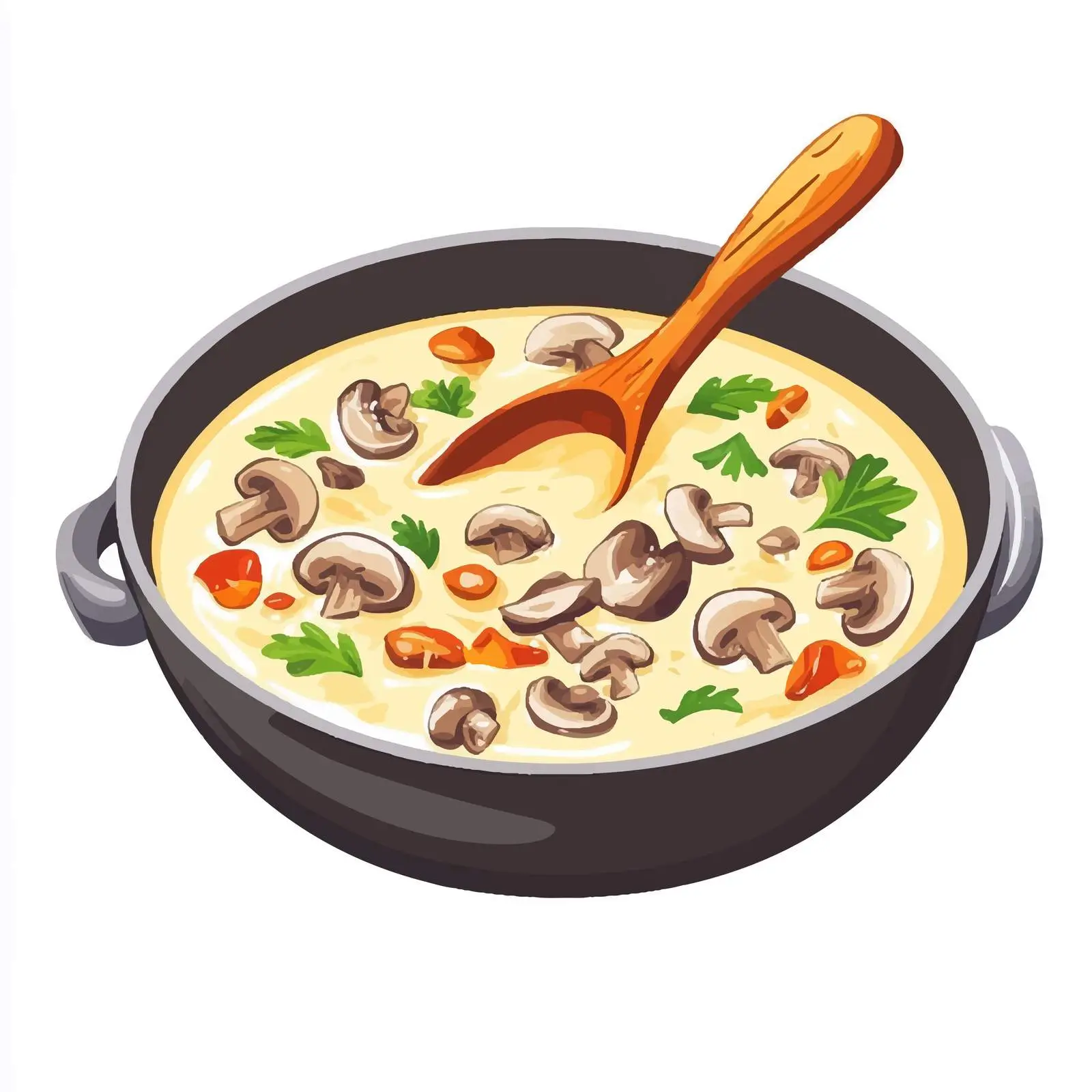 Mushroom Soup in Big Pan Vector — free download from Dotvec