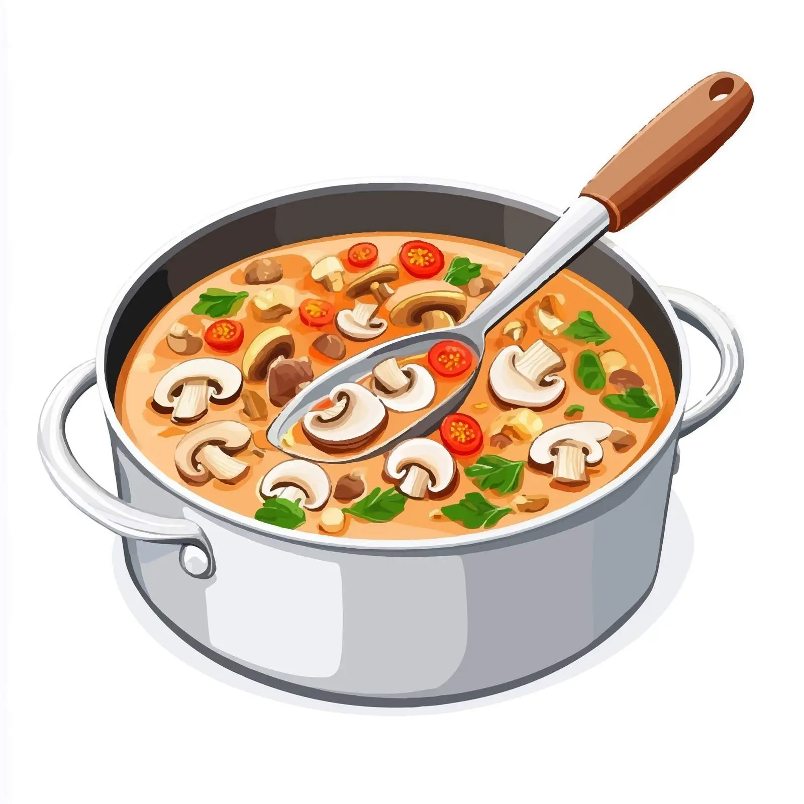 Mushroom Soup in Large Pan Vector — free download from Dotvec