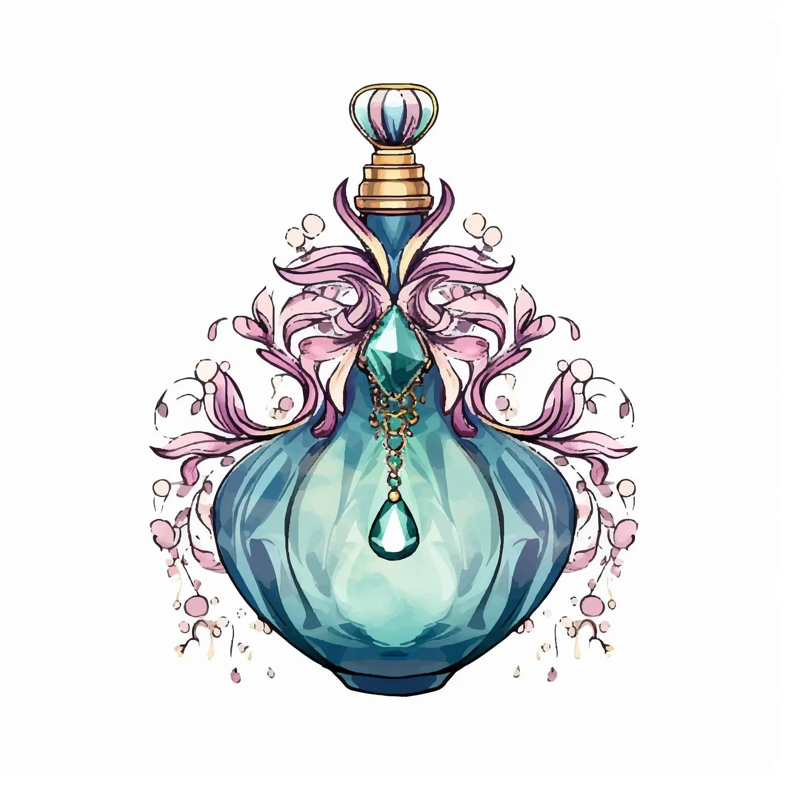 Hand-Drawn Big Perfume Bottle Illustration — free download from Dotvec