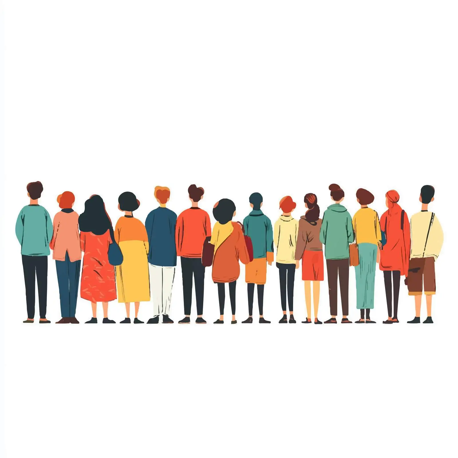 Long Queue of Waiting People — free download from Dotvec