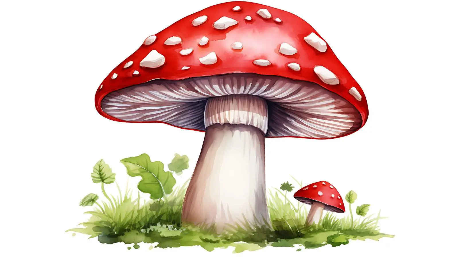 Vivid Red Agaric Mushroom on White Background — free download from Dotvec