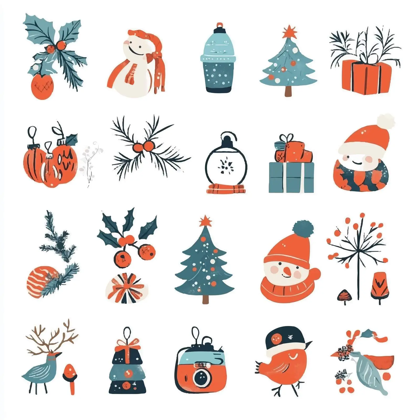 Cute Hand-Drawn New Year and Christmas Icons – free vector icon image from Dotvec
