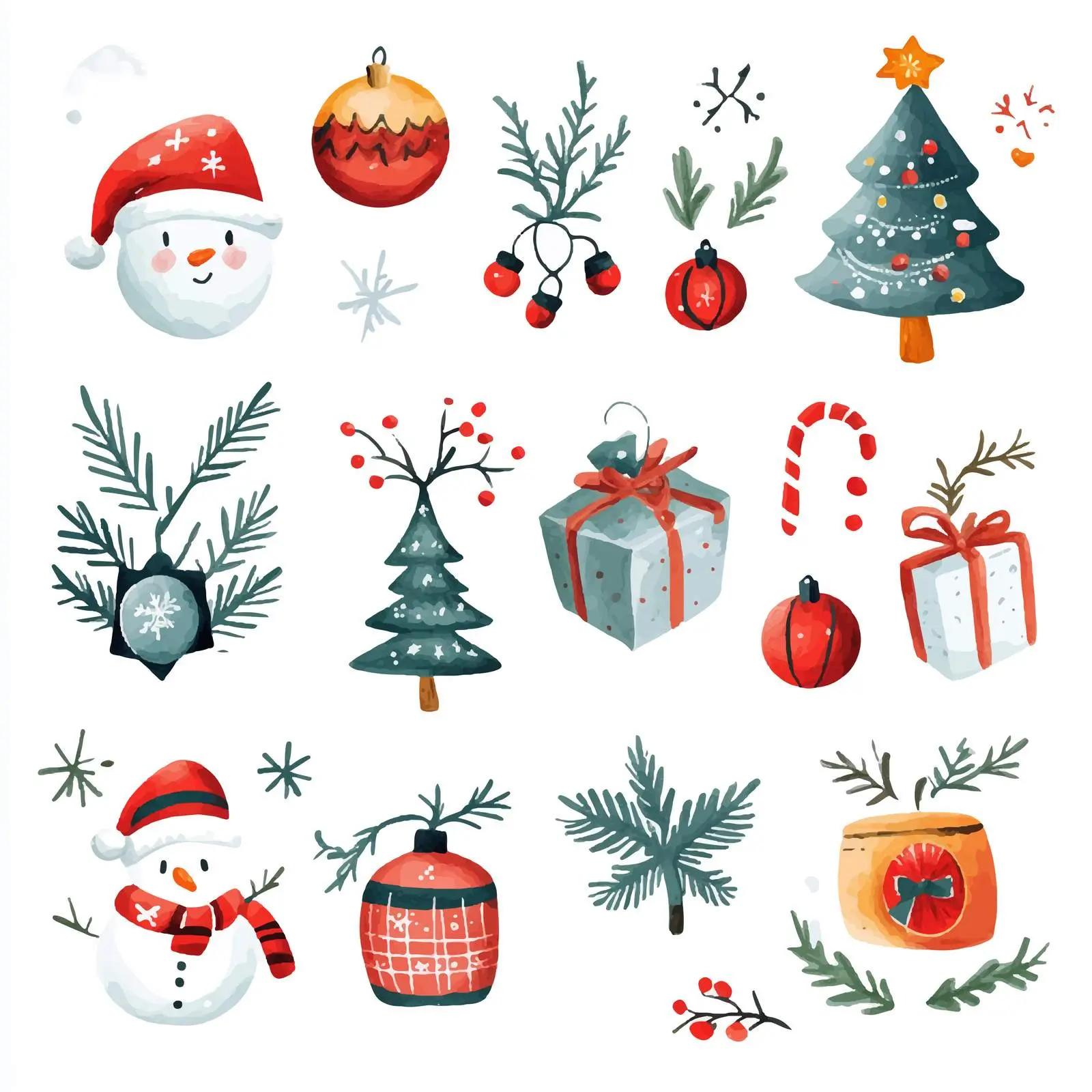 Cute Hand-Drawn New Year and Christmas Icons — free download from Dotvec