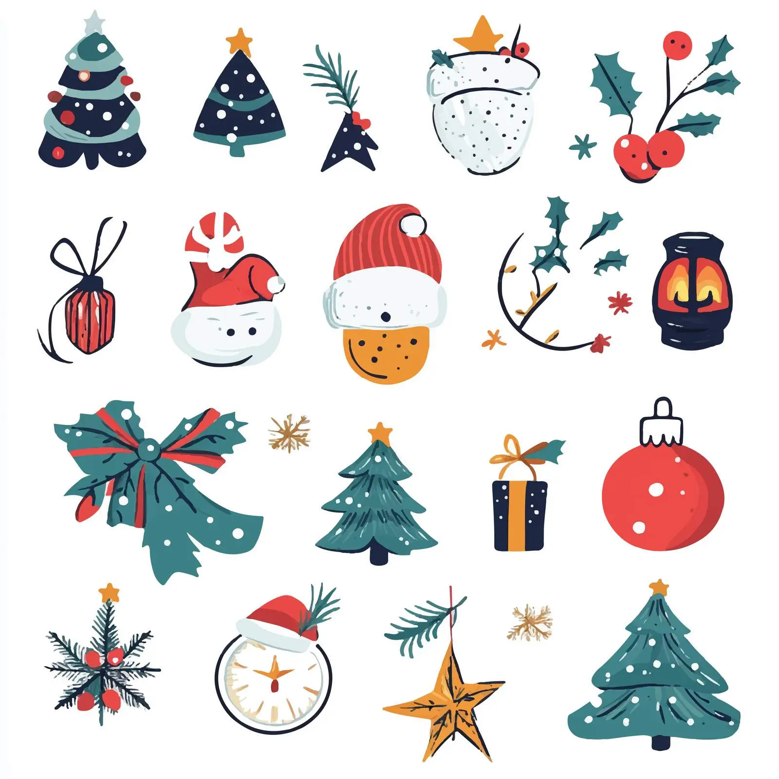 Cute Hand-Drawn Winter Holiday Icons Set — free download from Dotvec