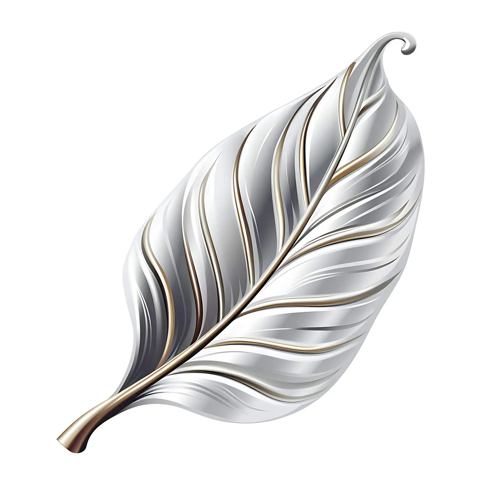 Big Silver Decorative Leaf Clip Art — free download from Dotvec