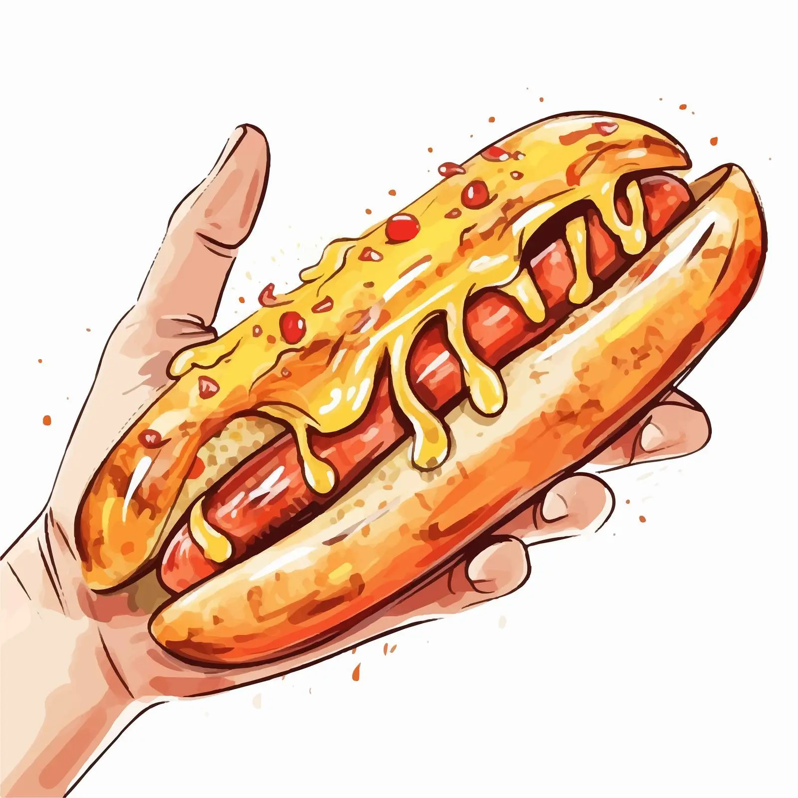 Hot Dog in Hand with Decorative Lettering — free download from Dotvec