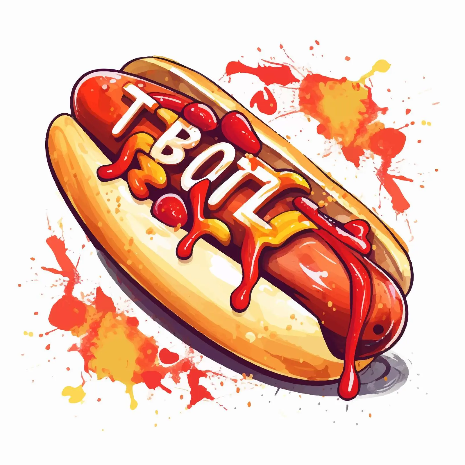 Delicious Hot Dog in Hand with Artistic Decoration – free creative lettering image from Dotvec