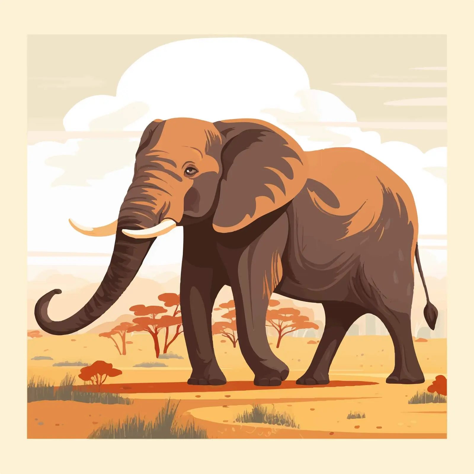 Wild Elephant in African Savanna Landscape — free download from Dotvec