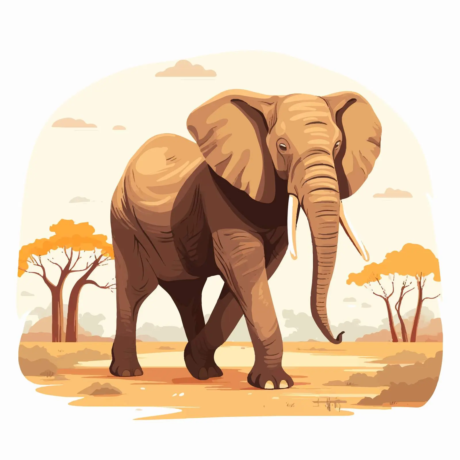 Wild Elephant in African Savanna Landscape — free download from Dotvec