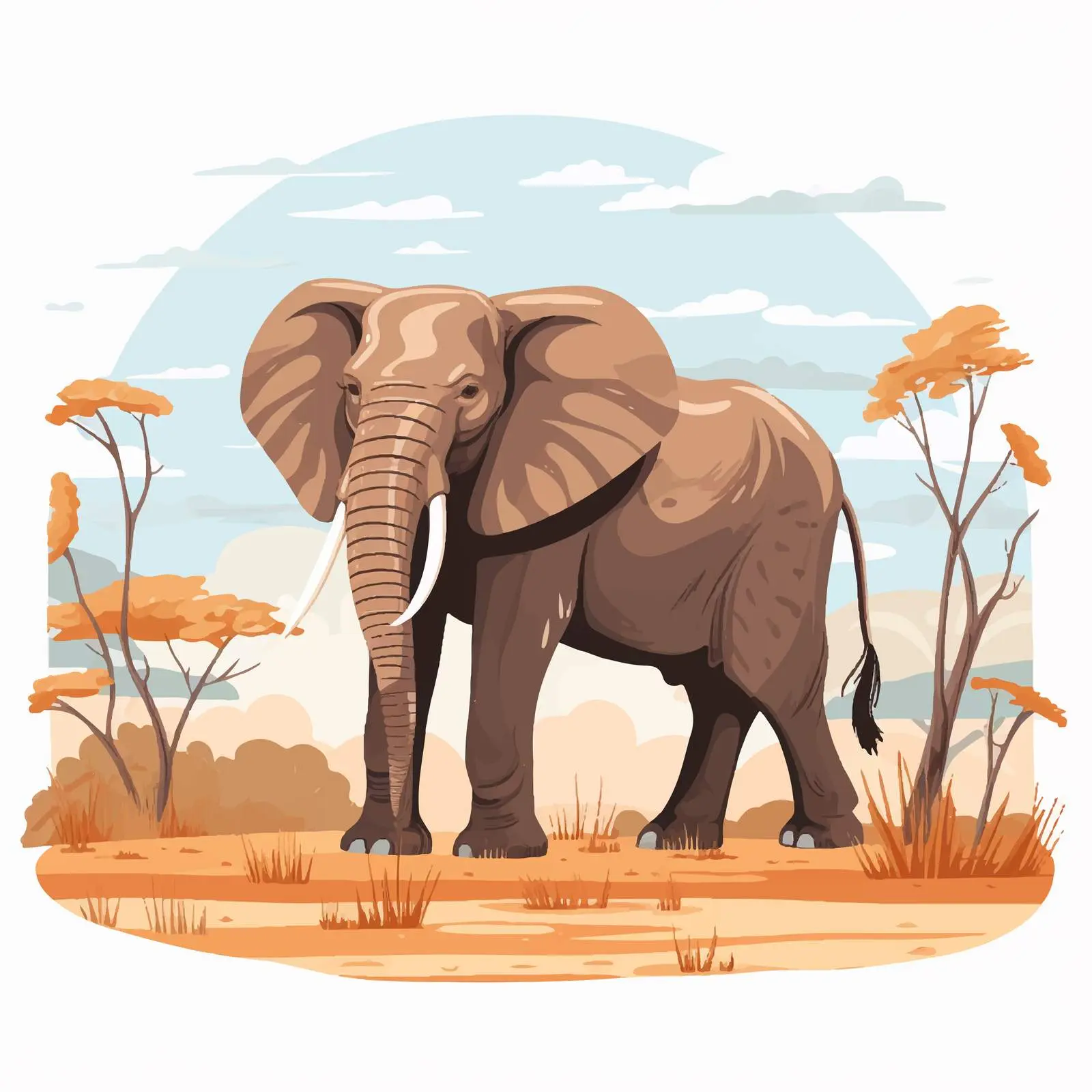 Majestic African Elephant in Savanna Landscape — free download from Dotvec