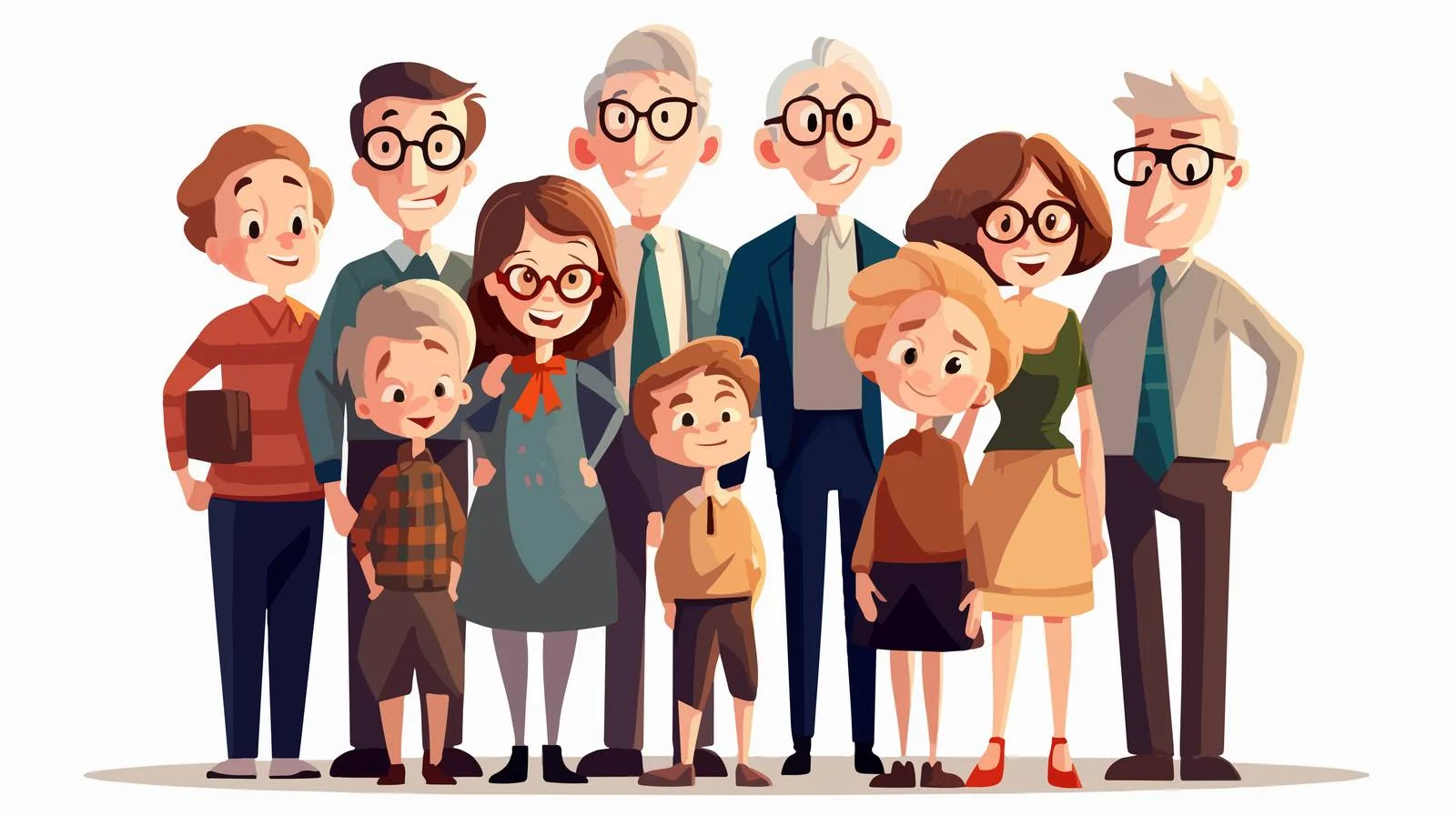 Large Family Gathering Cartoon Illustration — free download from Dotvec