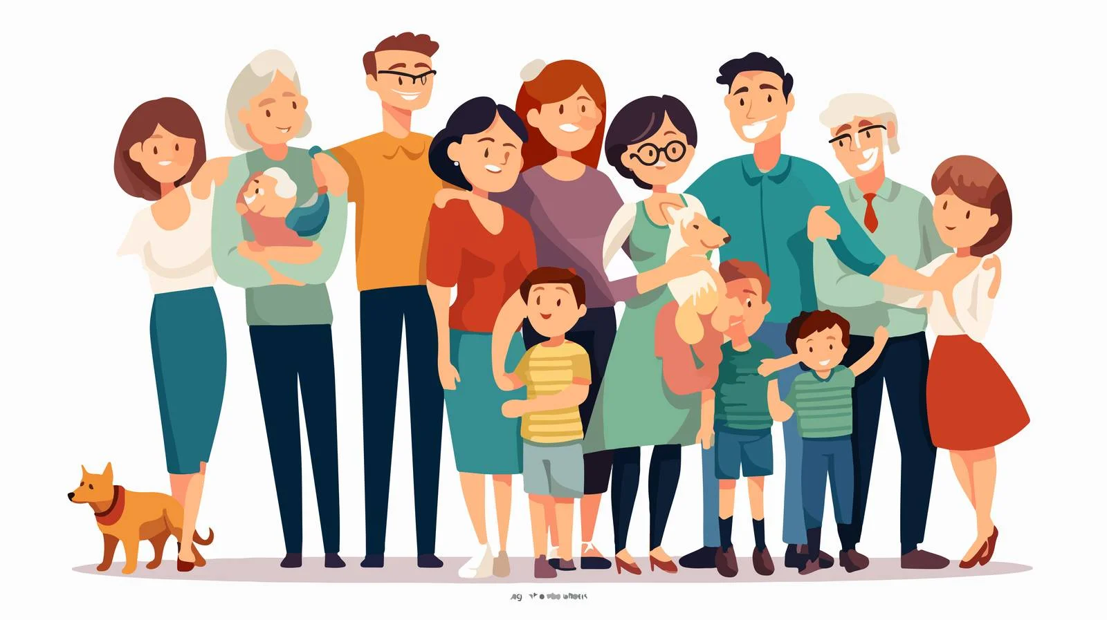 Large Family Gathering Cartoon Illustration — free download from Dotvec