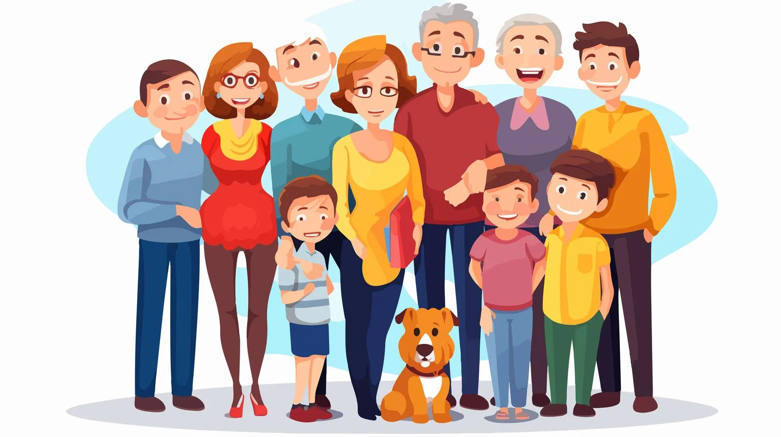 Large Family Gathering Cartoon Illustration — free download from Dotvec